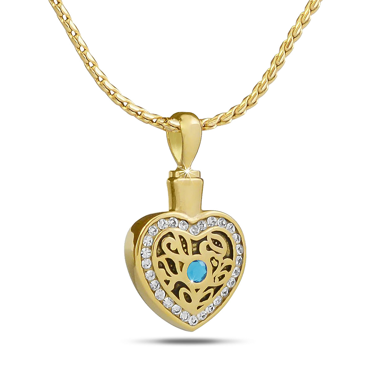 December w/ Blue Topaz Gold Steel Keepsake